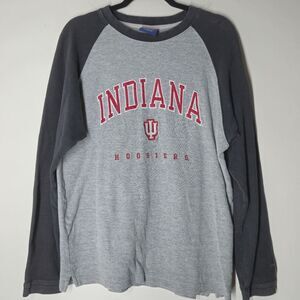 Indiana Hoosiers Shirt Medium Gray Thermal Waffle Long-Sleeve Basketball NCAA